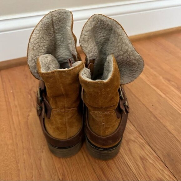 Naturalizer Talley Suede Leather Tan Brown Ankle Buckle Strap Boots Size 8 - Picture 4 of 8
